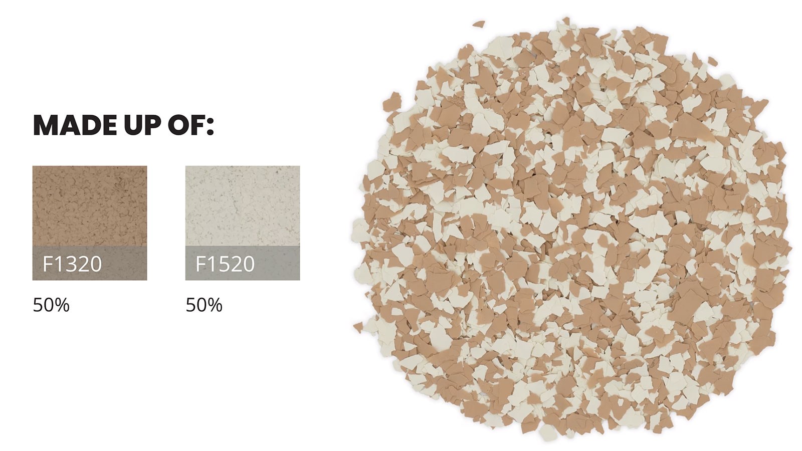 Pecan (FB-125) polymer flake chips in a loose pile