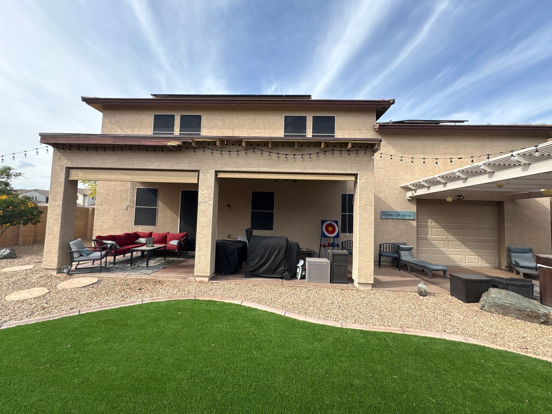 Sun City home back patio and rear elevation before repainting