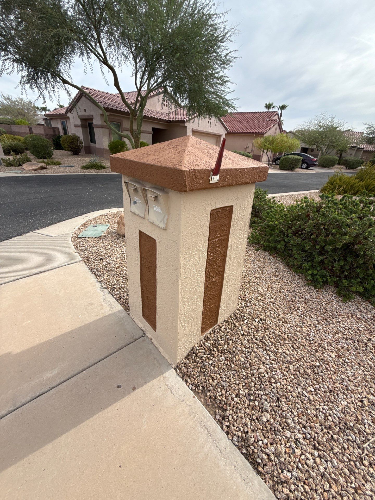 Finished repaint on a Surprise mailbox pillar