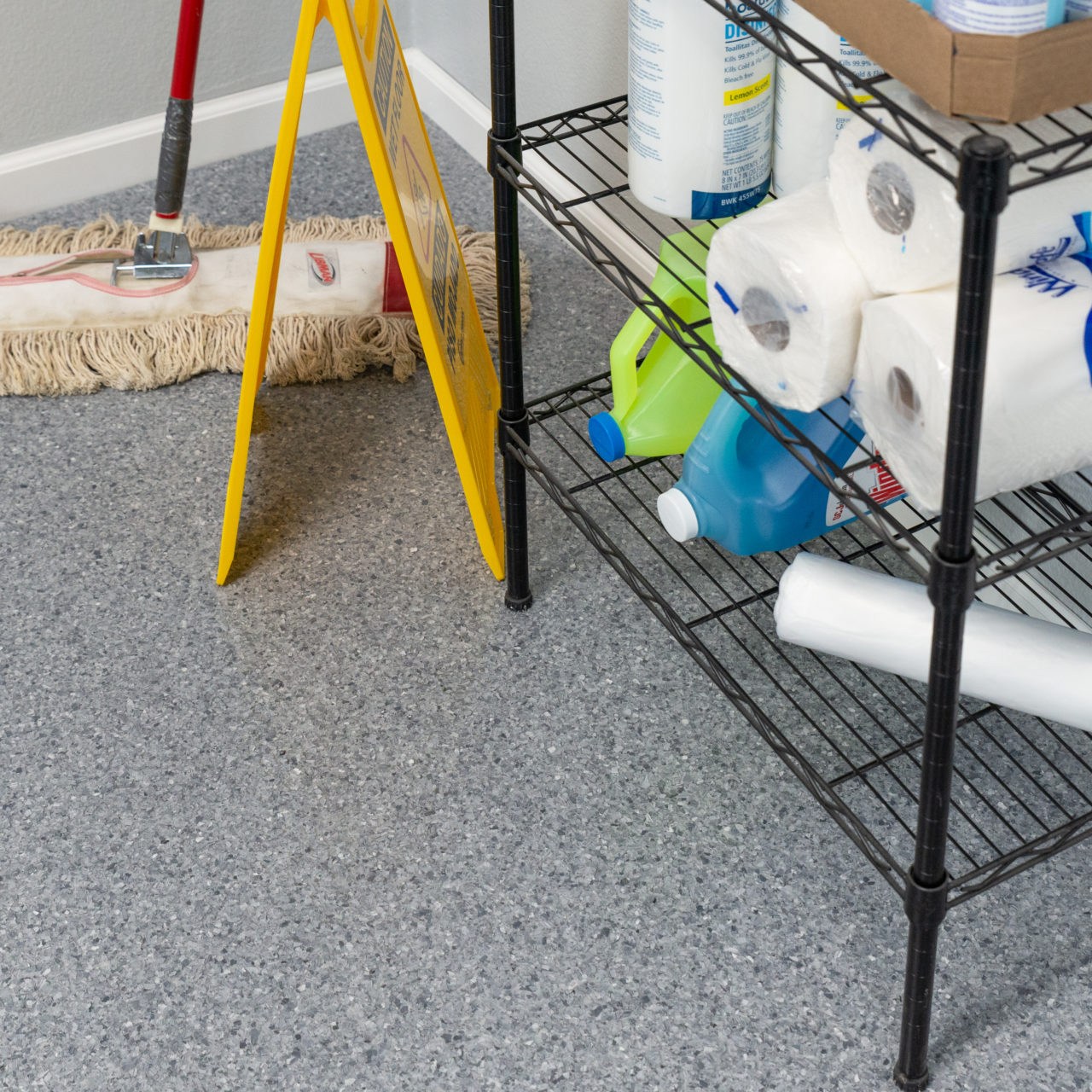 Basalt (F9309) flake garage floor installed in a home garage