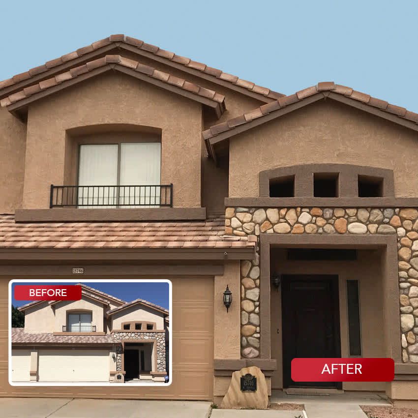 Before and after an exterior repaint