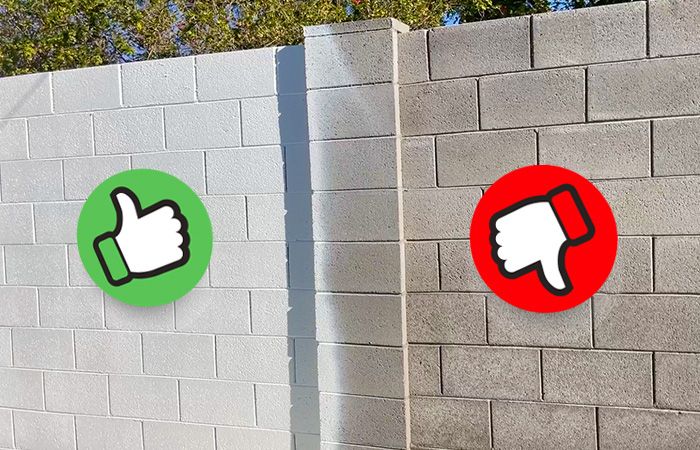 before and after of painted brick wall
