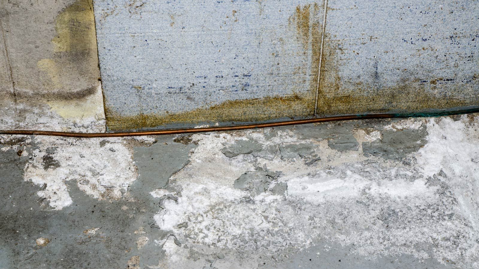 Efflorescence On a Concrete floor.